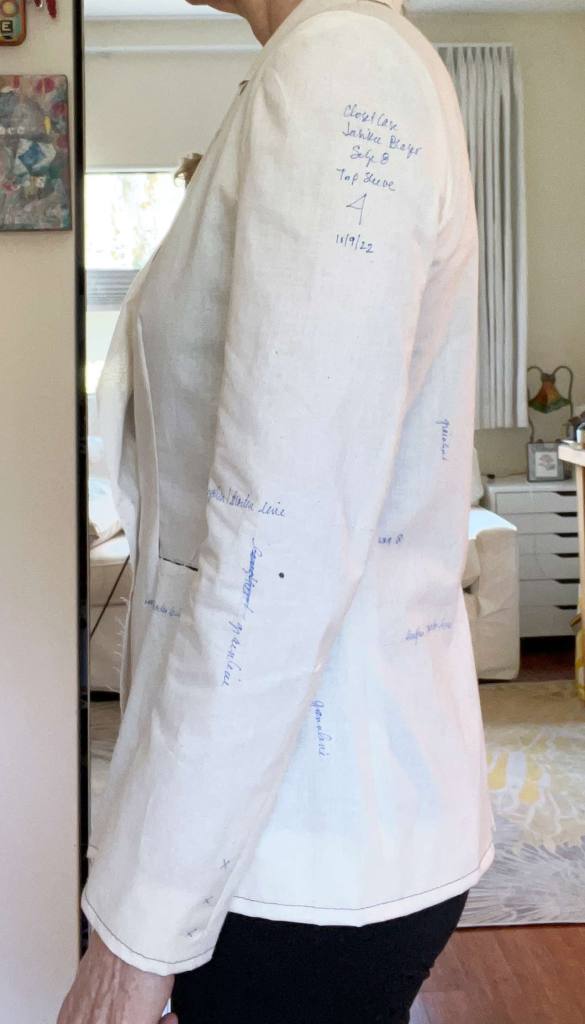 Jasika Blazer test garment on me: side view